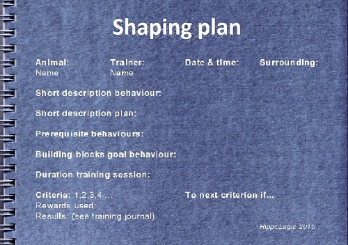 Shaping plan contains all steps you wna tto click for in order to train your goal behaviour